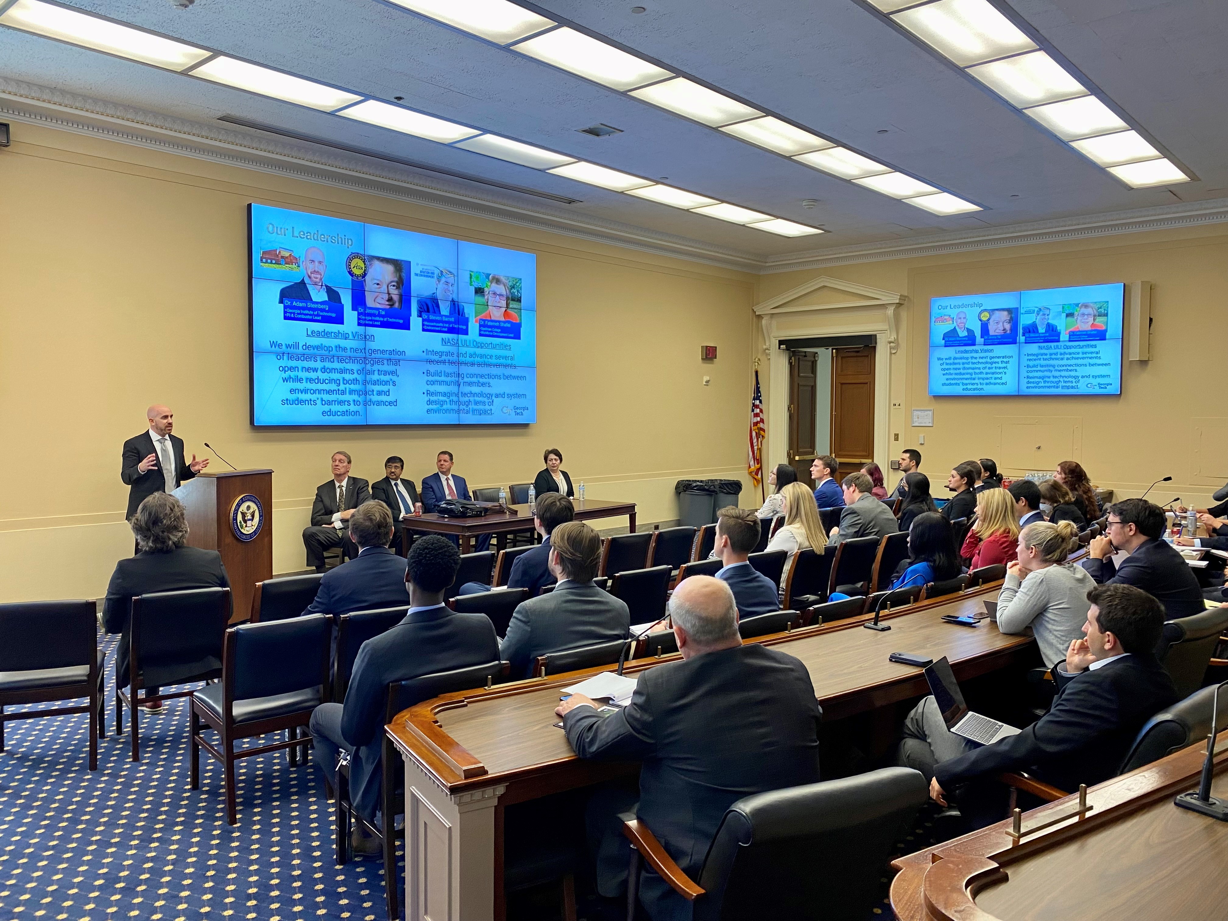 Dr. Steinberg briefs congressional staffers on the new NASA University Leadership Initiative project at BTZ